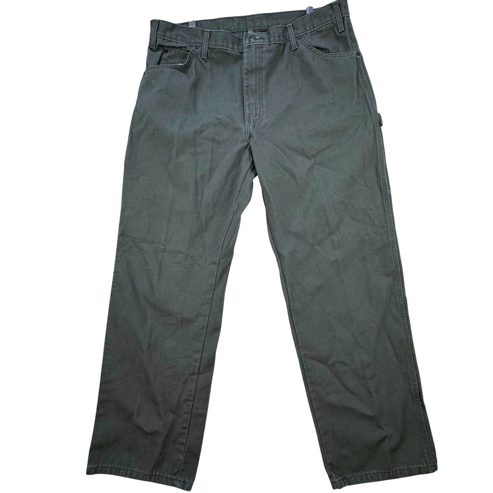 Dickies Carpenter Pants Mens 38x30 Green Relaxed Fit‎ Duck Canvas Workwear Farm